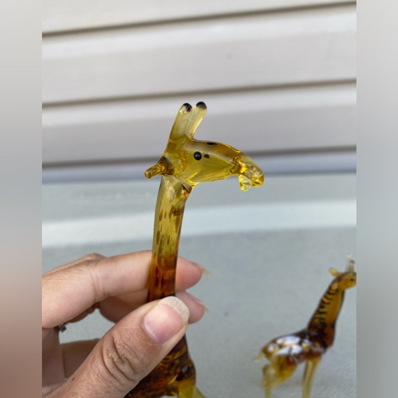 Russian Hand Blown Art Glass Giraffes Figures Mom and Baby - Picture 9 of 10
